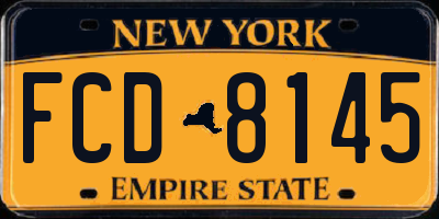 NY license plate FCD8145