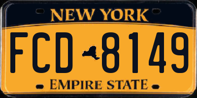 NY license plate FCD8149