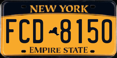 NY license plate FCD8150