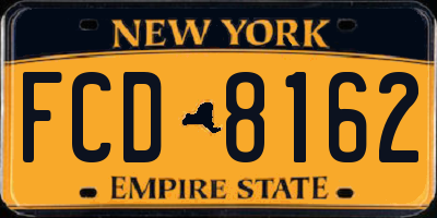 NY license plate FCD8162