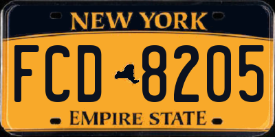 NY license plate FCD8205