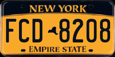NY license plate FCD8208