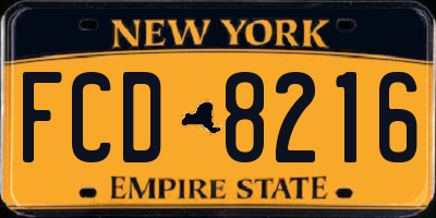 NY license plate FCD8216
