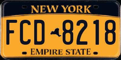 NY license plate FCD8218