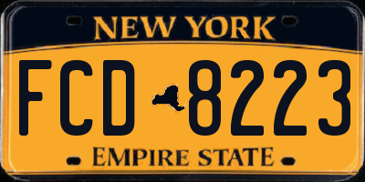 NY license plate FCD8223