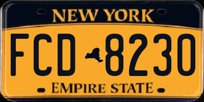 NY license plate FCD8230