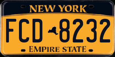 NY license plate FCD8232