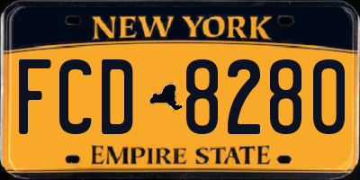 NY license plate FCD8280