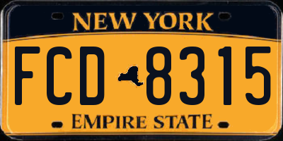 NY license plate FCD8315