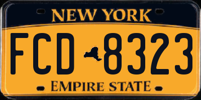NY license plate FCD8323