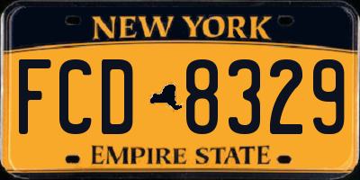NY license plate FCD8329
