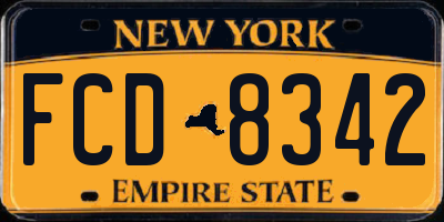 NY license plate FCD8342