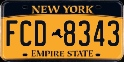 NY license plate FCD8343