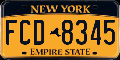NY license plate FCD8345