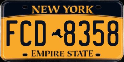 NY license plate FCD8358