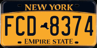 NY license plate FCD8374