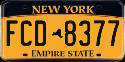 NY license plate FCD8377
