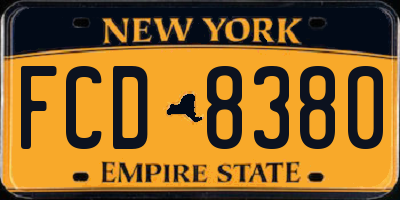 NY license plate FCD8380