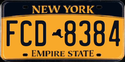 NY license plate FCD8384