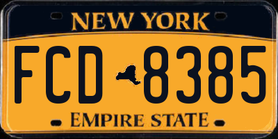 NY license plate FCD8385