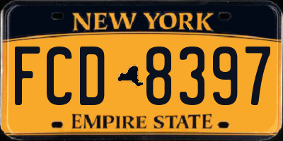 NY license plate FCD8397