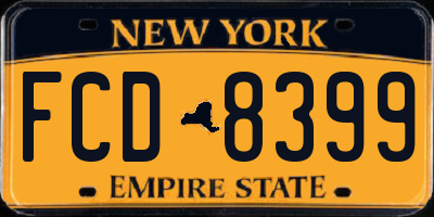 NY license plate FCD8399