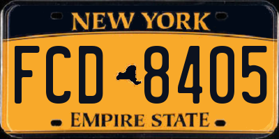 NY license plate FCD8405