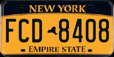 NY license plate FCD8408