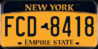 NY license plate FCD8418