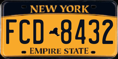 NY license plate FCD8432