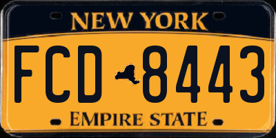NY license plate FCD8443
