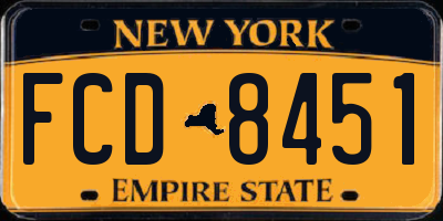 NY license plate FCD8451