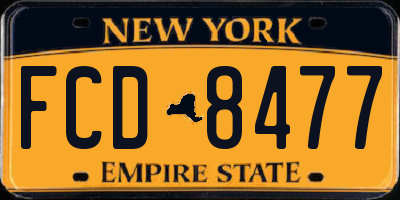 NY license plate FCD8477