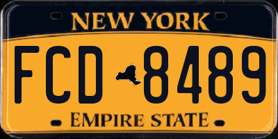 NY license plate FCD8489