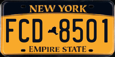NY license plate FCD8501