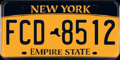 NY license plate FCD8512