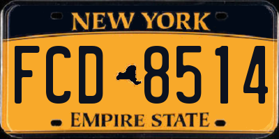 NY license plate FCD8514