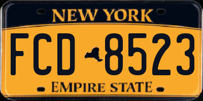 NY license plate FCD8523