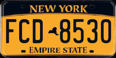 NY license plate FCD8530