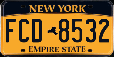 NY license plate FCD8532