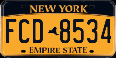 NY license plate FCD8534