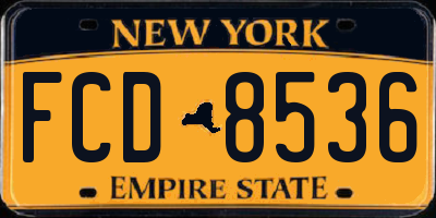 NY license plate FCD8536