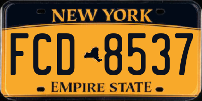 NY license plate FCD8537