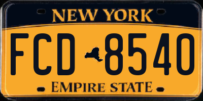 NY license plate FCD8540