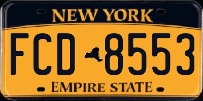 NY license plate FCD8553