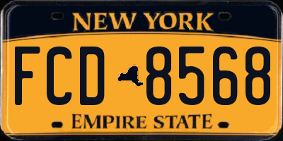 NY license plate FCD8568