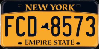 NY license plate FCD8573