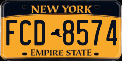 NY license plate FCD8574