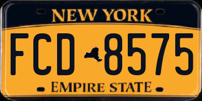 NY license plate FCD8575