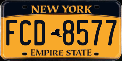 NY license plate FCD8577